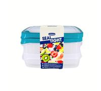 Whitefurze Seal Tight Plastic 1.3L & 2L Rectangular Food Storage Container, Pack Of 2