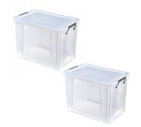 Whitefurze Set Of 2 Allstore Stackable Storage Boxes 26L With Lid - Clear