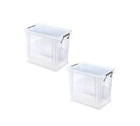 Whitefurze Set Of 2 Allstore Storage Boxes With Lids 18.5L - Clear