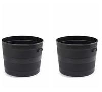 Whitefurze Pack of 2 Blacksmith Style Strong Black Garden Planter - Large Plant Pot with Handles