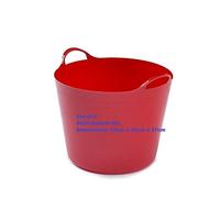 Whitefurze Set of 2 Flexible Tub - Builder Bucket Storage Garden Rubble 39L Red