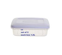 whitefurze Set of 2 Food Storage Box - 1.5 Litre food container storage box