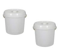 Whitefurze Set of 2 Handled 14Lt Plastic Nappy Bucket Bin with Lid (Cream)