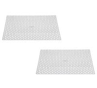 Whitefurze Set of 2 Plastic Reusable 40x35cm Sink Protecting Dish Drying Drainer Mat Washing (Cream)