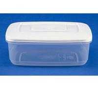 Whitefurze Set of 4 - 1.5L (21cmx8cmx15cm) Rectangular Plastic Food Saver Storer Storage Box Container Freezer