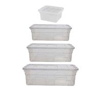 Whitefurze Set of 4 Spacemaster Storage Boxes with Lid - Clear Whitefurze Clear