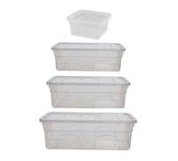 Whitefurze Set of 4 Spacemaster Storage Boxes with Lid - Clear Whitefurze Clear
