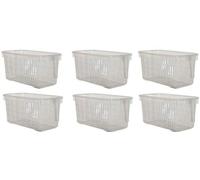 Whitefurze Set of 6 Clear Plastic Caddy Baskets with Handle Easy Cupboard Storage Solutions (Small)
