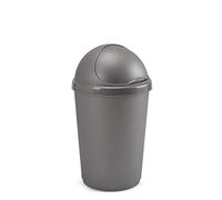 Whitefurze Bullet Bin with Lid 50 Litres Silver