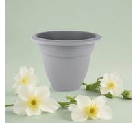Whitefurze Small Grey Round Plant Pot 20Cm Plastic Bell Planter Traditional Flower Pot