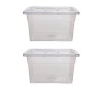 Whitefurze Spacemaster Maxi 22L Clear Plastic Storage Boxes with Lid - Set of 2 Whitefurze Clear