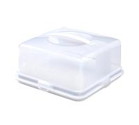 Whitefurze Square Cake Box Plastic Storage Container White Clear Lid 30Cm