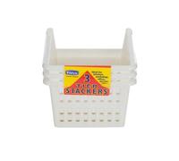 Whitefurze Stacking Basket Set of 3, Cream, 18 cm