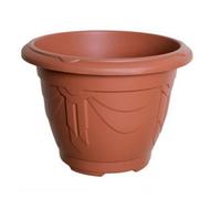 Whitefurze Terracotta Colour Round Venetian Pot Decorative Plastic Garden Flower Planter Pot 33Cm