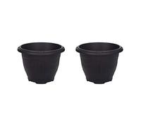 Whitefurze Traditional Design Round Venetian Planter 24cm Black (Pack of 2)