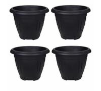 Whitefurze Venetian Traditional Design Round Planter 33cm Black (Pack of 2)