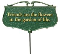 Whitehall Products "Friends are The Flowers... Garden Poem Sign, Green/Gold