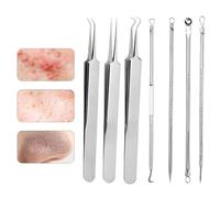 Whitehead Extraction Tool, Nose Pimple Popper Tool, Stainless Steel, 7 x Skin Pore Cleaning Kit, Stainless Steel Skin Pore Cleansing Popper Tool for Pimples, Beauty