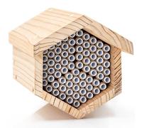 WHITEHORSE Premium Cedar Bee House - 15 cm Long Replaceable Tubes - Perfect for Mason Beekeeping - An Insect Hotel Built to Last - Support Bees While Pollinating Your Garden (Paper Tubes)