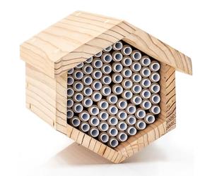 WHITEHORSE Premium Cedar Bee House - 15 cm Long Replaceable Tubes - Perfect for Mason Beekeeping - An Insect Hotel Built to Last - Support Bees While Pollinating Your Garden (Paper Tubes)