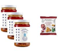 WhiteMausu Extra Hot Peanut Rayu - 240g + Primadeli Snack | Spicy Chilli & Peanut Sauce with Garlic, Sesame & Gochugaru | Vegan Sweet & Savoury Condiment for Any Meal | from SuperfoodUK (Pack of 3)
