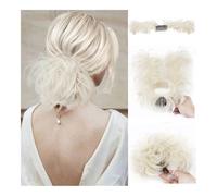 ,WhiteNatural Look Hair Pieces & Extensions, Fluffy Synthetic Feather Hairpiece for Short Curly Hair Stylish Bun & Clip Accessory,Human Hair Clip-In Ponytail Extensions (White