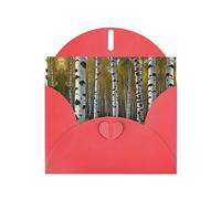 whiteness of birch trees Red Patterns greeting card 6x4 inches with envelope, covering birthdays, weddings and other occasions