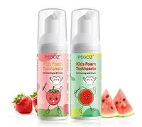 Whitening Foam Toothpaste Kids with Low Fluoride & Natural Formula to Reduce Plaque, Children Foaming Toothpaste for U Shaped & Electric Toothbrush (Strawberry&Watermelon)