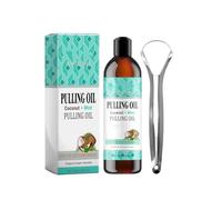 Whitening Mouthwash - Coconut Mint Extraction Oil for Stains and Gum Health | See Before and After Results | Alcohol-Free Set with Tongue Scraper (100ml)