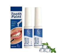 Whitening Tooth Paint, 5 ml Instant Teeth Whitening Paint, Tooth Polish Paint, Teeth Whitener Essence, Stain Remover for Block Teeths Stains, Fresh Breath, Smile Brightening at Home, Fast Acting (2PC)