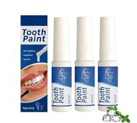 Whitening Tooth Paint, 5 ml Instant Teeth Whitening Paint, Tooth Polish Paint, Teeth Whitener Essence, Stain Remover for Block Teeths Stains, Fresh Breath, Smile Brightening at Home, Fast Acting (3PC)