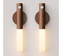 WhitePoplar Battery Operated Wall Sconce Set of 2 - Rechargeable Motion Sensor Night Lights, 2200mAh Wireless Wall Lights Sconce, Magnetic Portable Hallway Light for Kitchen Stair Cabinet, 3000K