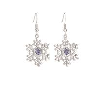 Whiter Snowflake Stud Earrings Rhinestone Sparkling Snowflower Drop Earrings Dainty Crystal Snow Flower Earrings New Year Christmas Gift, Zinc, No Gemstone