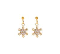 Whiter Snowflake Stud Earrings Rhinestone Sparkling Snowflower Drop Earrings Dainty Crystal Snow Flower Earrings New Year Christmas Gift, Zinc, No Gemstone
