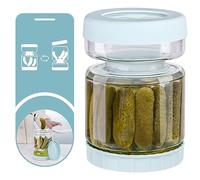 WhiteRhino Large Pickle Jar,1.5L Wide Mouth Glass Kimchi Jar with Airtight Lid Glass Storage Jar for for Olives Jalapenos,Beets Container Olive Hourglass Jar with Lid-1500ml/Blue