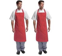 Whites Bib Apron Red/White Stripe (Pack of 2)