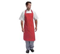Whites Bib Apron Red/White Stripe | Protects uniforms against kitchen spills and stains, offering durable commercial hospitality wear for busy catering staff.