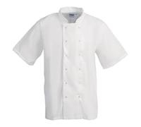 Whites Boston Unisex Short Sleeve Chefs Jacket, White, L / Large, Chefs Apparel, Double Breasted, Machine Washable, Embroidable, Chest Size: 44 - 46 inch / 112-117cm | B250-L