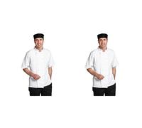 Whites Boston Unisex Short Sleeve Chefs Jacket, White, S/Small, Chefs Apparel, Double Breasted, Machine Washable, Embroidable, Chest Size: 36-38 inch / 92-97cm | B250-S (Pack of 2)