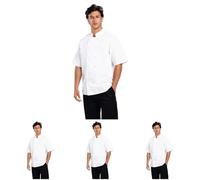 Whites Boston Unisex Short Sleeve Chefs Jacket, White, S/Small, Chefs Apparel, Double Breasted, Machine Washable, Embroidable, Chest Size: 36-38 inch / 92-97cm | B250-S