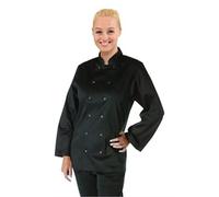 Whites Chefs Clothing A438-M Whites Vegas Poly-Cotton Long Sleeve Chefs Jacket, Black, Medium