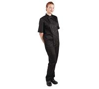 Whites Chefs Clothing A439-4XL Polycotton Vegas Unisex Short Sleeve Chef Jacket, Size 4XL, Chest Size 152cm-157cm, Black