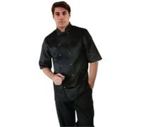 Whites Chefs Clothing A439-L Whites Vegas Poly-Cotton Short Sleeve Chefs Jacket, Black, Large Size