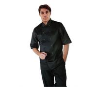 Whites Chefs Clothing A439-M Whites Vegas Poly-Cotton Short Sleeve Chefs Jacket, Black, Medium