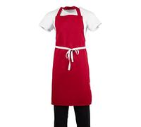 Whites Chefs Clothing BB466 Polycotton Bib Apron, 965mm x 711mm, Red