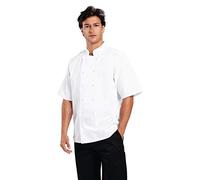 Whites Boston Unisex Short Sleeve Chefs Jacket, White, L / Large, Chefs Apparel, Double Breasted, Machine Washable, Embroidable, Chest Size: 44 - 46 inch / 112-117cm | B250-L