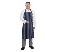 Whites Chefs Clothing Butchers Apron, Navy Blue with White Stripe, Unisex, Hardwearing Polycotton Apron, Size: 965(L)x711(W)mm, Machine Washable, A530