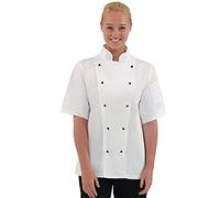 Whites Chicago Unisex Chef Jacket Short Sleeve White, Size L - Easy Clean, Double-Stitched Restaurant Uniform, Workwear DL711-L