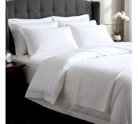 Whites of London | 100% Organic Cotton Bedding Set | 1000 Thread Count Ultra Luxury | GOTS-Certified Cotton | Hand-Guided Embroidery | 1 Duvet Cover & 2 Pillowcases (Double, White)