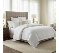 Whites of London | 100% Organic Cotton Percale Bedding Set | Luxury 200 Thread Count | Breathable & Crisp | Hand-Guided Embroidered Flange | 1 Duvet Cover & 2 Oxford Pillowcases (King, White)